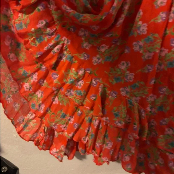 Free People Women's Adella Printed Mini Slip Dress in Red Meadow XS - Picture 7 of 11